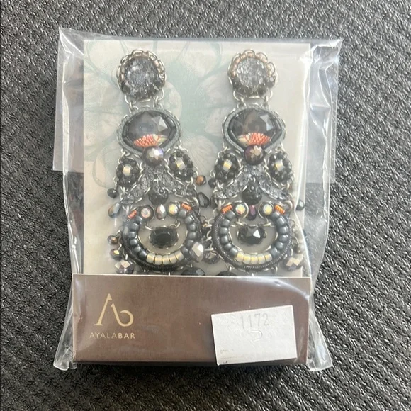 Ayala Bar Black and Silver Statement Earrings - Picture 4 of 7